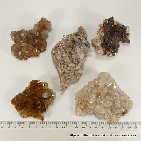 Five quartz specimens from the Northern and Western Cape SA