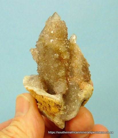 Cactus quartz crystals with greyish colour, on matrix Cactus quartz crystals with greyish colour, on matrix
