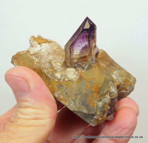 Three amethyst quartz crystals on matrix - repaired Three amethyst quartz crystals on matrix - repaired
