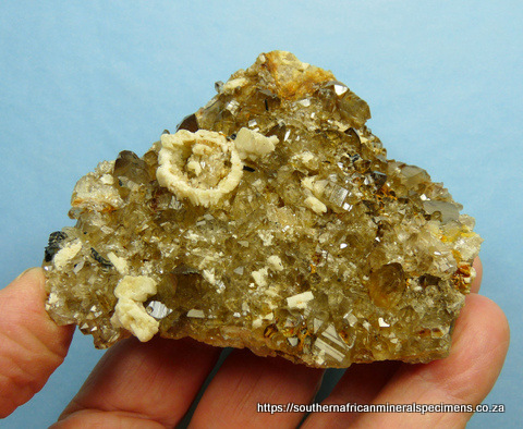 Smoky quartz, feldspar and schorl on matrix Smoky quartz, feldspar and schorl on matrix