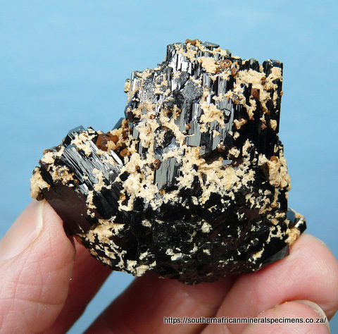 Schorl crystal group with sprinkling of feldspar Schorl crystal group with sprinkling of feldspar