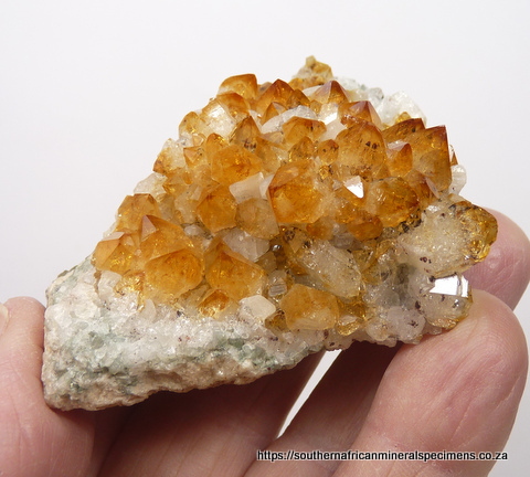 Citrine quartz crystals on basalt matrix