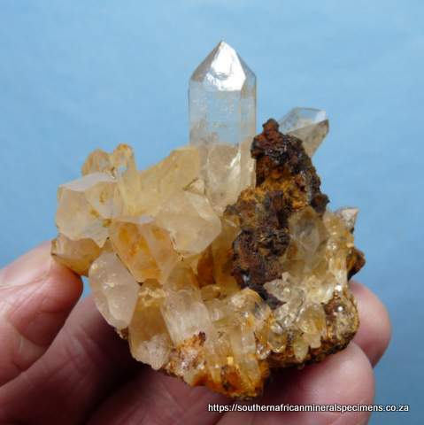 Quartz crystal with goethite, on quartz matrix Quartz crystal with goethite, on quartz matrix