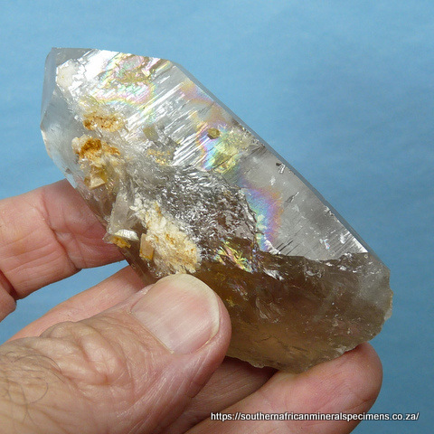 Smoky quartz crystal with surface rainbow Smoky quartz crystal with surface rainbow